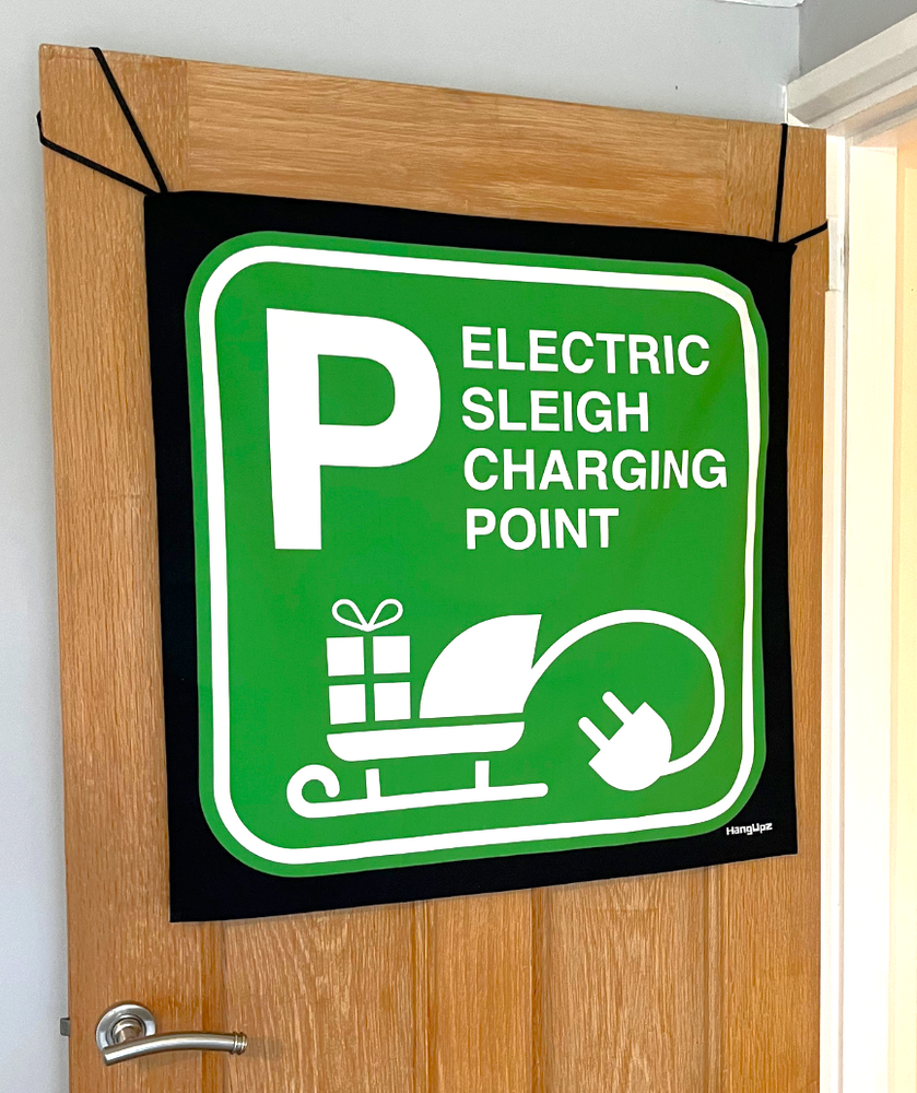 HANGUPZ 'Electric Sleigh Charging Point' Fun Large Door-Hang Original Christmas Decoration