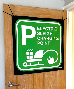 HANGUPZ 'Electric Sleigh Charging Point' Fun Large Door-Hang Original Christmas Decoration