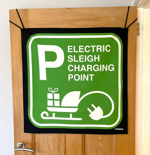 HANGUPZ 'Electric Sleigh Charging Point' Fun Large Door-Hang Original Christmas Decoration