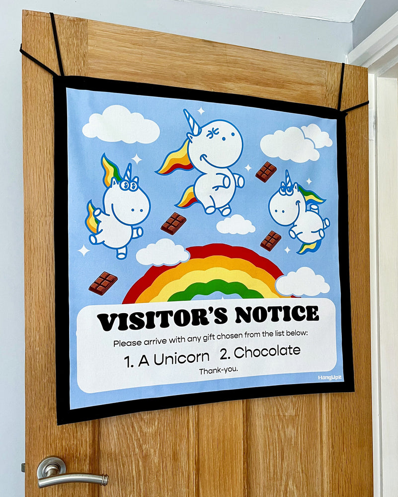 HANGUPZ 'Unicorns & Chocolate' Large Fun Sign Kid's Bedroom Door Decoration Gift For Girls Boys