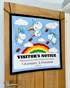 HANGUPZ 'Unicorns & Chocolate' Large Fun Sign Kid's Bedroom Door Decoration Gift For Girls Boys