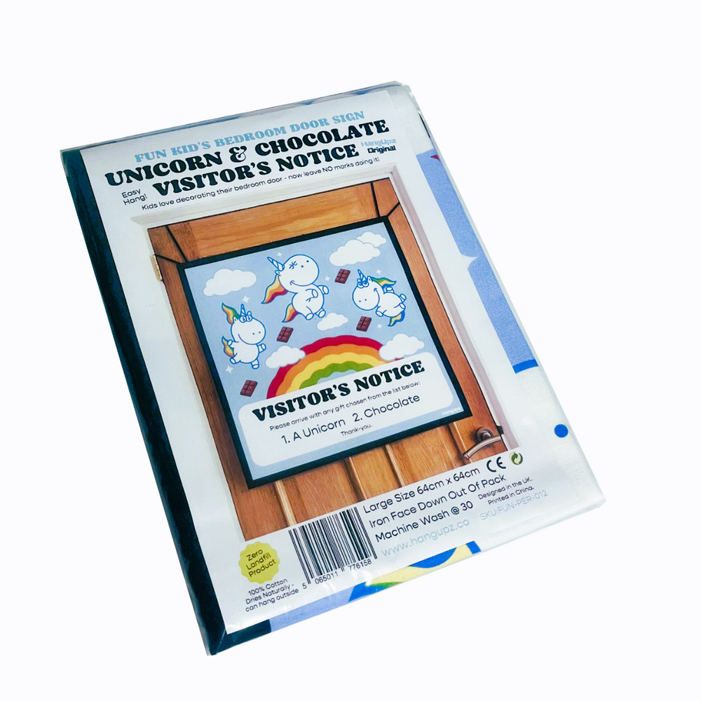 HANGUPZ 'Unicorns & Chocolate' Large Fun Sign Kid's Bedroom Door Decoration Gift For Girls Boys