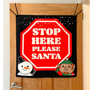 HANGUPZ 'Stop Here Please Santa' Kid's Bedroom Door Large Original Hanging Christmas Decoration