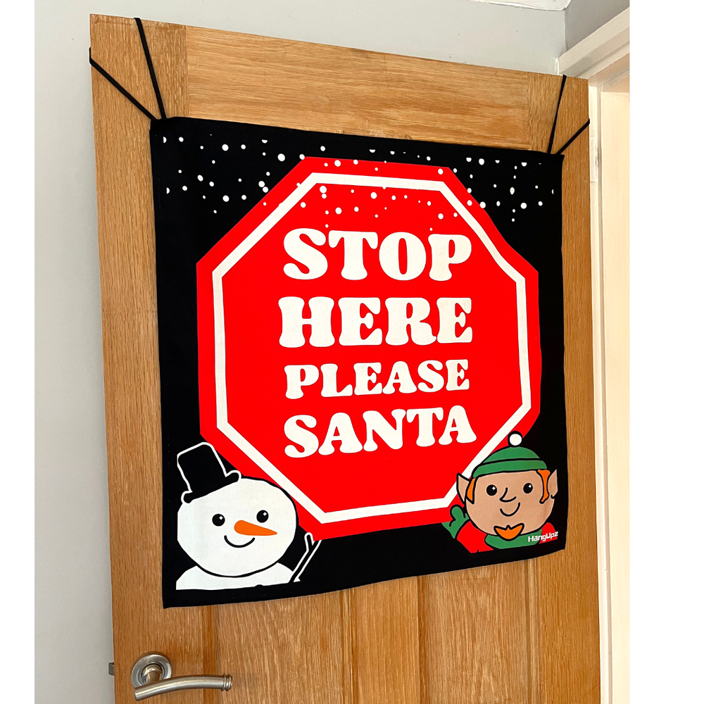HANGUPZ 'Stop Here Please Santa' Kid's Bedroom Door Large Original Hanging Christmas Decoration