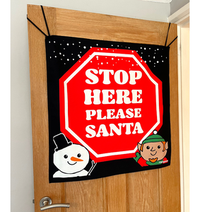 HANGUPZ 'Stop Here Please Santa' Kid's Bedroom Door Large Original Hanging Christmas Decoration