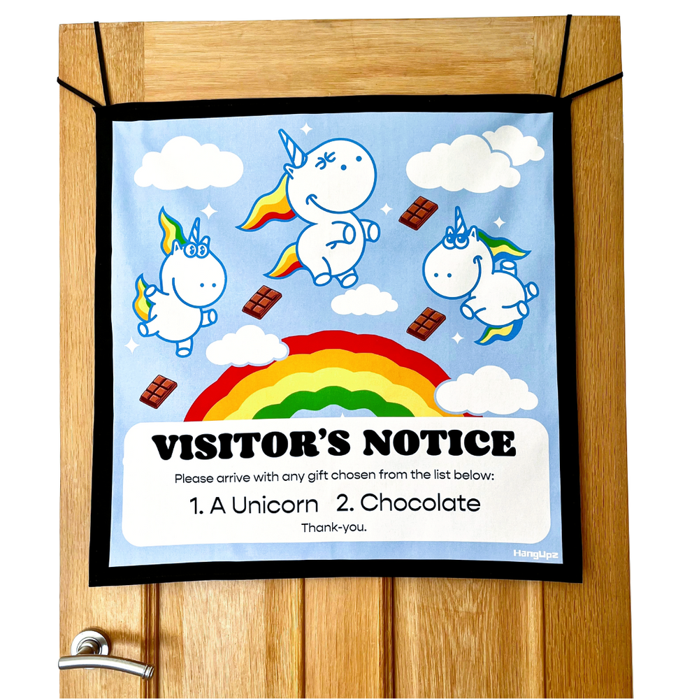 HANGUPZ 'Unicorns & Chocolate' Large Fun Sign Kid's Bedroom Door Decoration Gift For Girls Boys