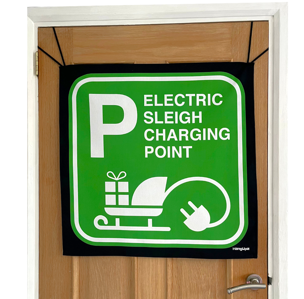 HANGUPZ 'Electric Sleigh Charging Point' Fun Large Door-Hang Original Christmas Decoration